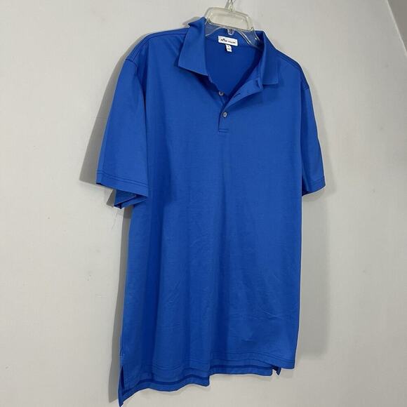Peter Millar Polo Shirt Large Blue Golf Top Casual Stretch Lightweight Cotton - Picture 5 of 7